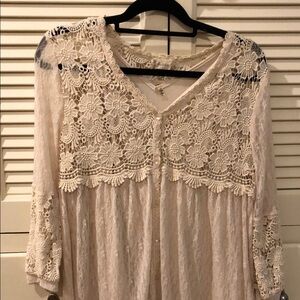 Altar'd State Cream Relaxed Embellished Blouse